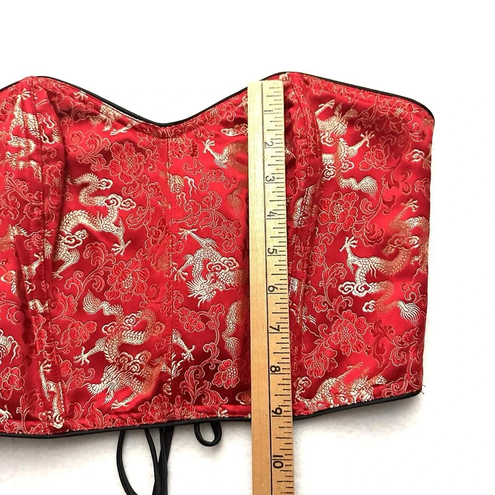 Victoria's Secret M Medium NWT Y2K Vintage Corset Red‎ Gold Dragon Asian Chinese